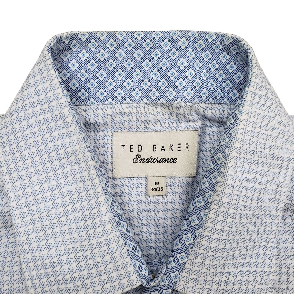 Ted Baker Endurance Dress Shirt Mens 16 34/35 Geometric Flip Cuff Long Sleeve - Picture 5 of 10